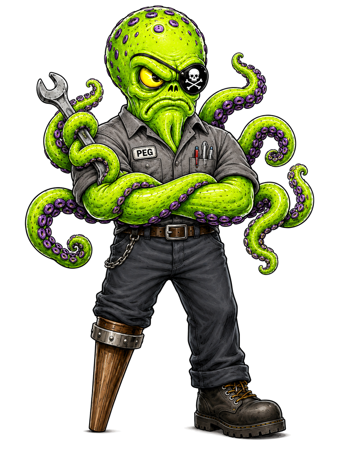 Squid Vicious with his arms crossed